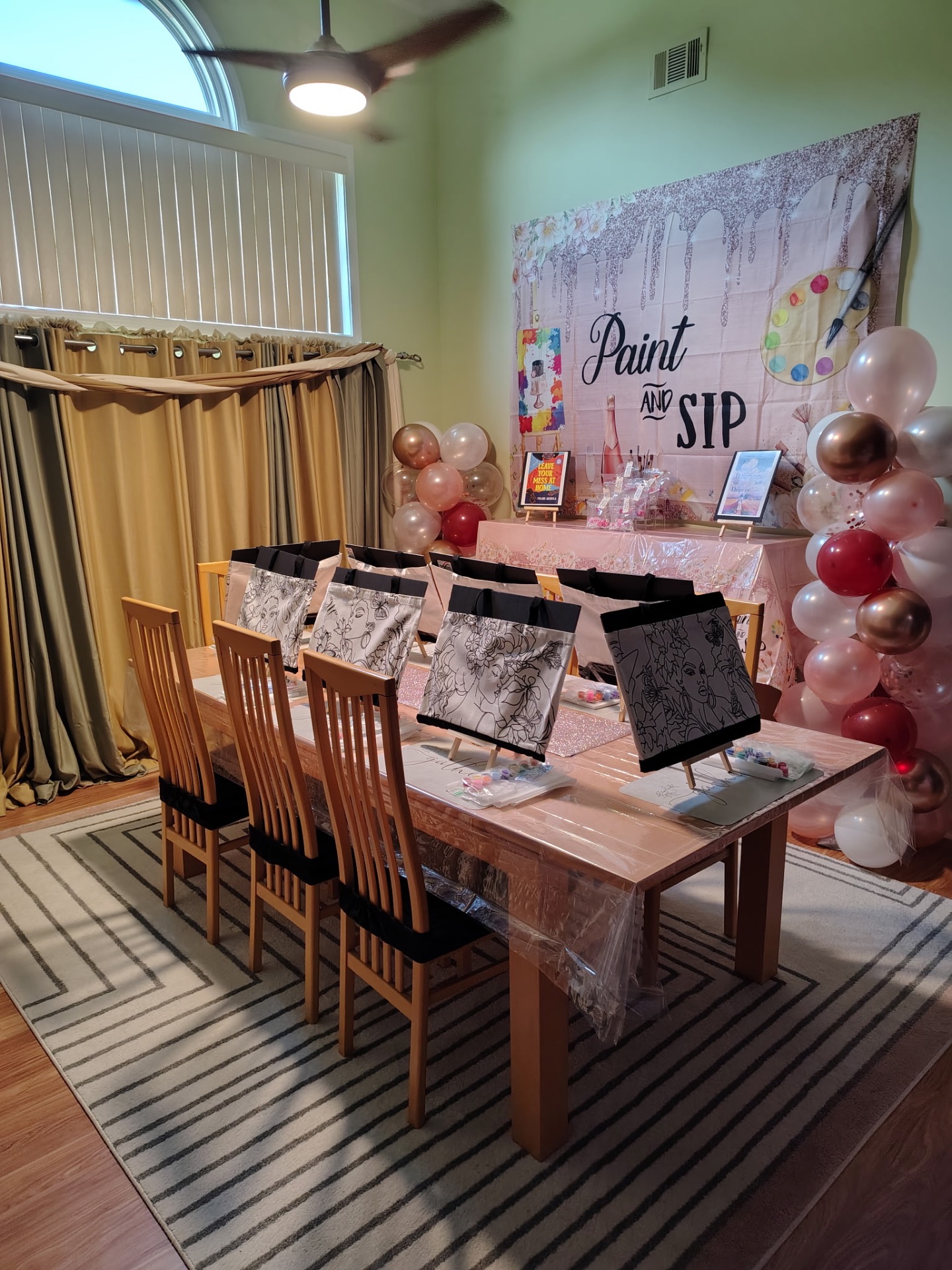 Paint & Sip party setup
